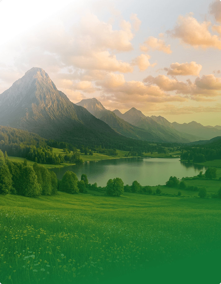 Lake and mountain landscape under study