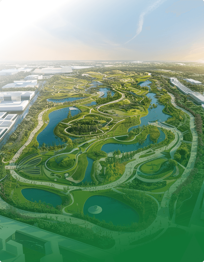Aerial view of a regenerated landscape site